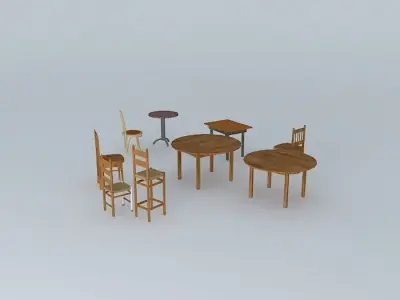 cafe chairs and tables Free 3D model