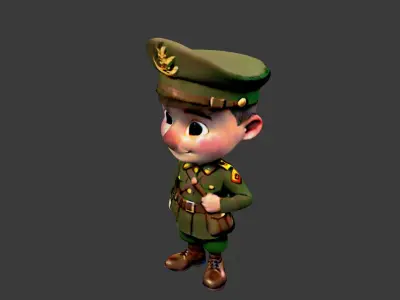 World War II Soldier Low-poly 3D model get