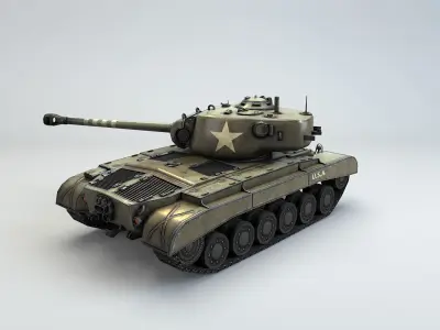 Low Poly M26 Pershing Medium Tank Low-poly 3D model