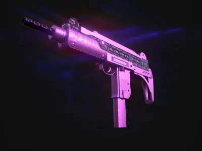 Submachine Gun UZI SMG  Kitty Design Low-poly 3D model