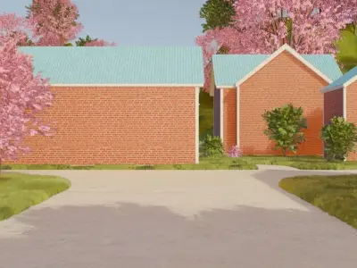 Cherry Blossom Village 3D model