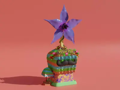Cartoon Wind Mill Low-poly 3D model