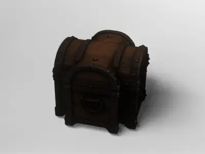 Vintage Ornate Wooden Treasure Chest 3D model
