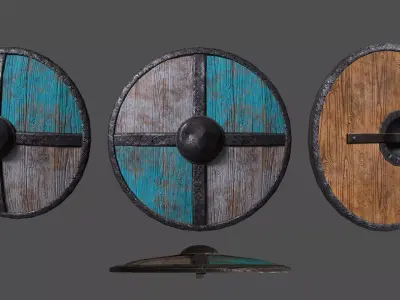 Viking shield Low-poly 3D model - Game Ready Low-poly 3D model