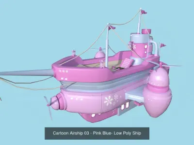 10 Cartoon Airships Collection - Low Poly Ship 3D Model Pack