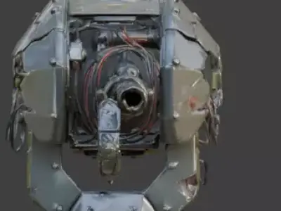 Destroyed Automated Defense Turret 3D Model V01 Low-poly 3D model