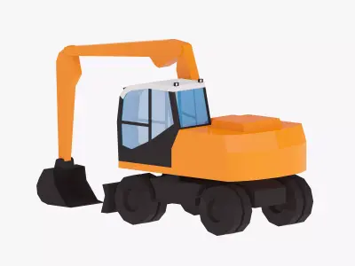 Excavator Construction Loader TW160 Simplified Low-poly 3D model