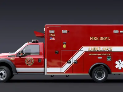 Ambulance EMS Low-poly 3D model
