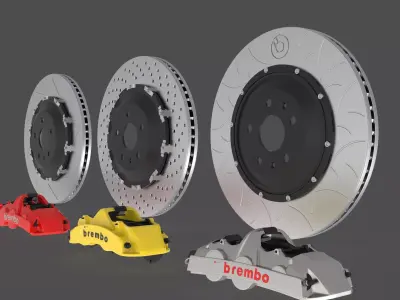 Brembo Brake Disc and Caliper Set 3D model