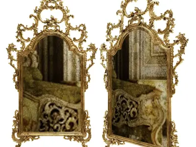 French Louis XV Rococo Style Console Mirror 3D model
