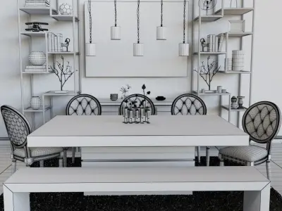 Living room Table and Cheir  3D model