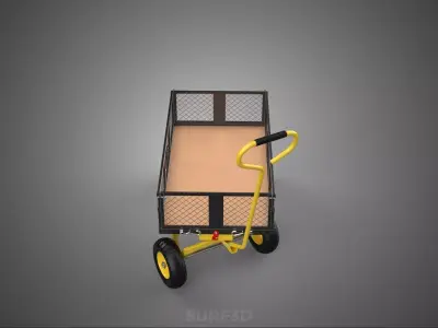 HEAVY DUTY UTILITY MANUAL HAND PULL WAGON GARDEN CART TROLLEY 4W 3D model