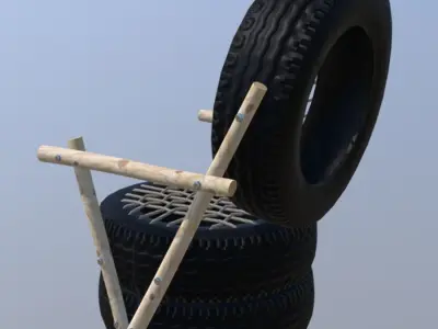 Tire Chair Low-poly 3D model