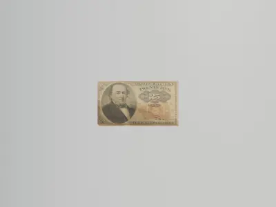 1845 american 25 cent bill Low-poly 3D model