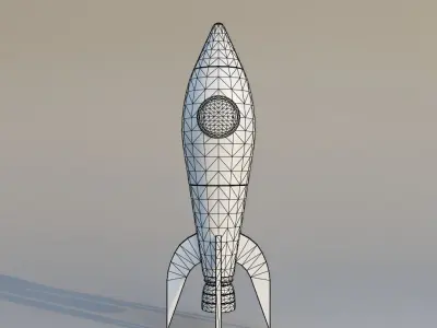 Cartoon Rocket Low Poly 3D Model Low-poly 3D model