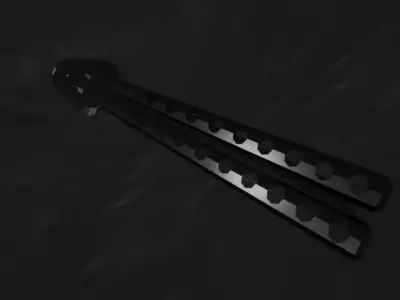  butterfly knife Balisong fan knife low poly Free 3D model
