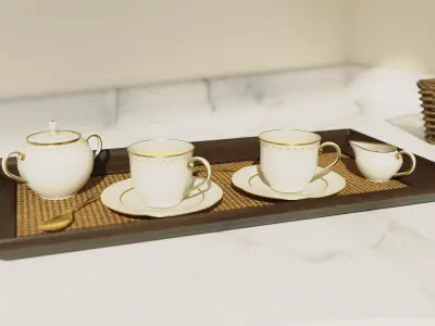 China Tea Set Low-poly 3D model