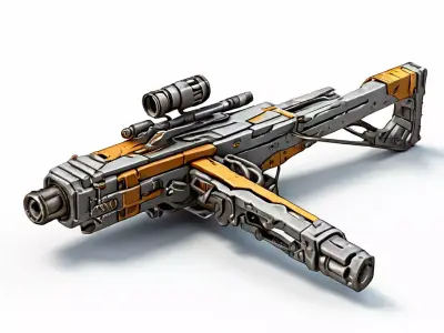 SciFi Futuristic Assault Rifle Low-poly 3D model