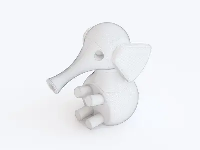 Wooden toy elephant 3D model