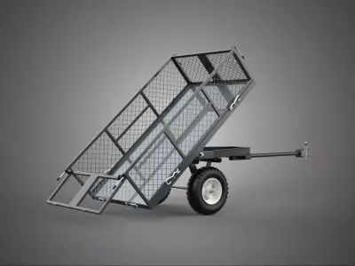 TIPPING HAULING WOOD DIRT DEBRIS CARGO TRAILER CART WAGON DOLLY 3D model