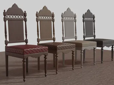Vintage Wooden Dining Chair  3D model