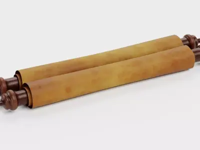 Scroll V4 - Medieval Paper Roll Prop Low-poly 3D model