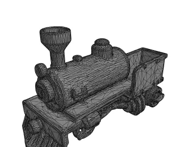 Vintage Red Steam Locomotive Model Low-poly 3D model