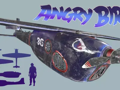 Angry Bird UAV drone Low-poly 3D model