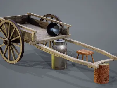 Milkmans cart Low-poly 3D model