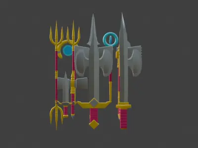 Low Poly Medieval Weapons Collection Low-poly 3D model