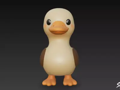 Cartoon Plush Goose Low-poly 3D model