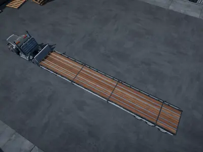 Semi truck flatbed trailer unity asset Low-poly 3D model