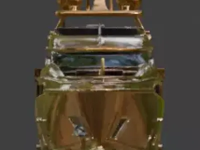 Luxury Gold Metallic Super Yacht 3D Model 3D model