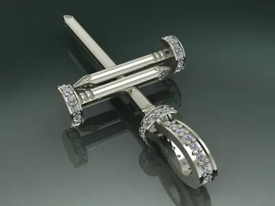 Cross NAIL Pendant with the stones 3d print model 3D print model