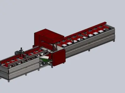 Servo type wood sizing machine 3D model