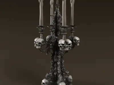 Candelabra Ghotic Low-poly 3D model