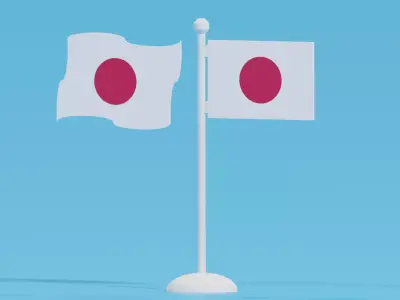 Cartoon Japanese Flag 3D model