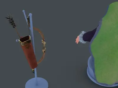 Dwarf with bow and arrows Low-poly 3D model