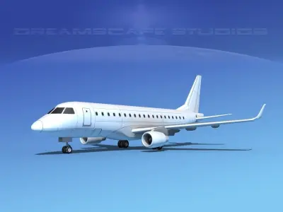 Embraer E-170 LP SS Low-poly 3D model
