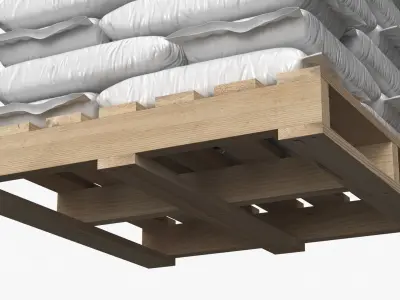Stack of Bags with Bulk Material on Pallet 3D model