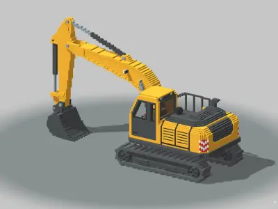 Voxel Excavator Low-poly 3D model