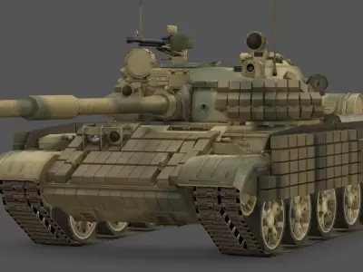  T-62MV Main Battle Tank 3D Model Soviet Cold War Modernized Low-poly 3D model