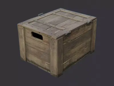 Rustic Military Wood Crate with Metal Straps Low-poly 3D model