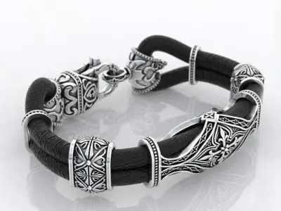 Stylish antique bracelet with patterns cross 387 3D print model