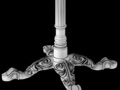 Cast Iron and Wood Restaurant Table Square 3D model