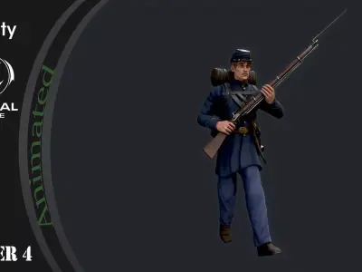 Soldier 4 A pose Low poly character redy for game Low-poly 3D model
