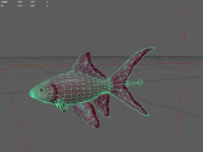 Carp fish Low-poly 3D model 2