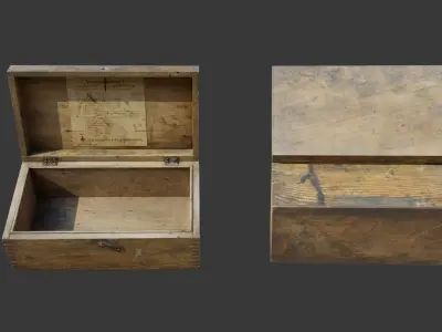 Old Wooden WWII Storage Box Free low-poly 3D model