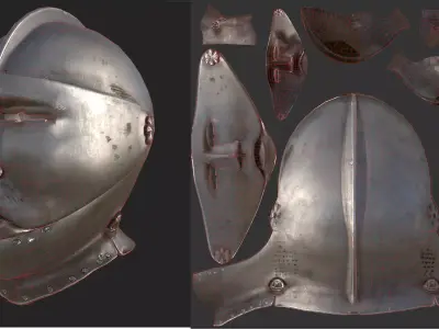 Medieval Armor Helmet Low Poly PBR Low-poly 3D model