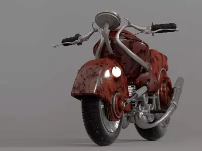 Rusty Custom Motorcycle 3D Model Low Poly Retro Bike 3D model